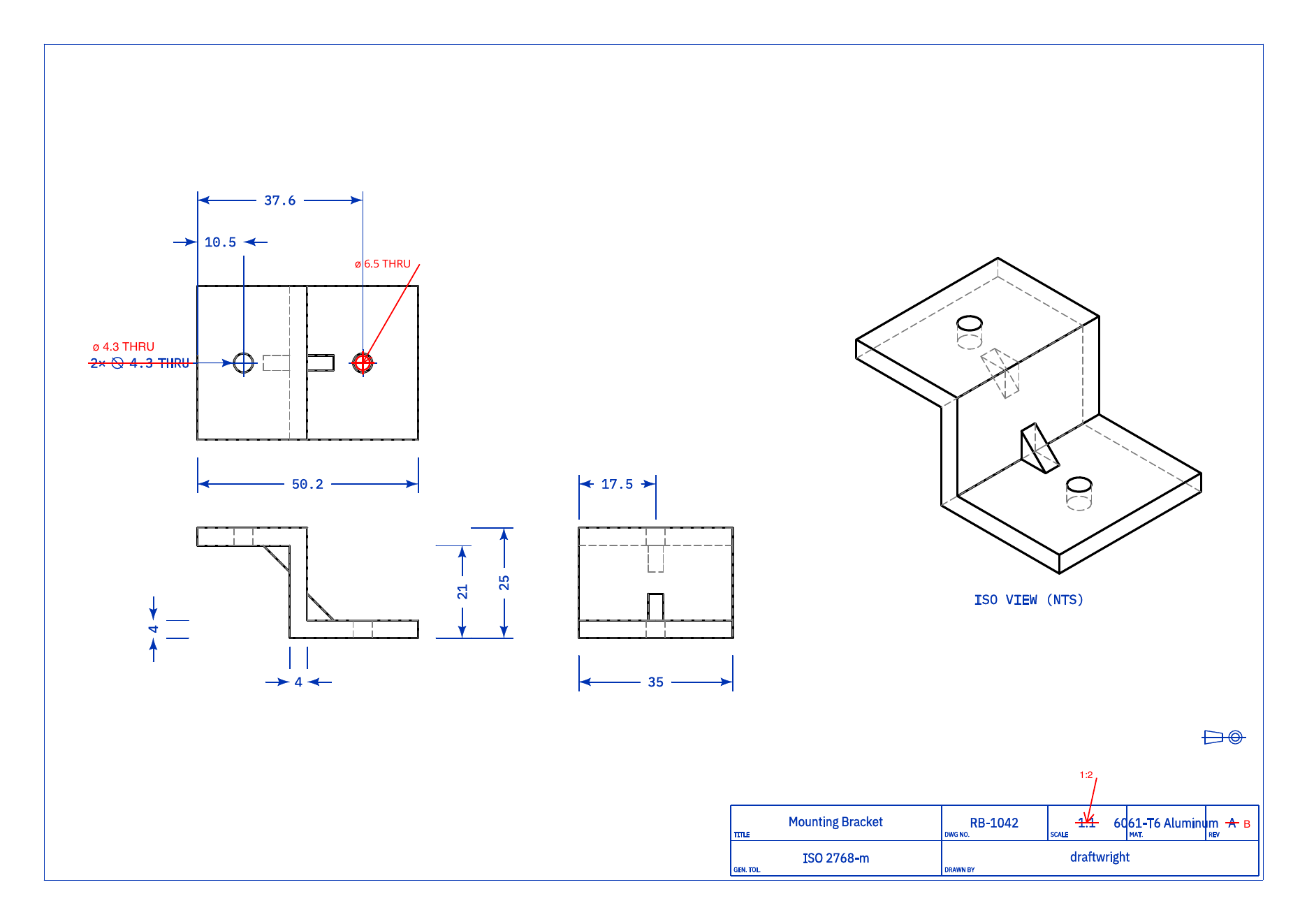Generated redline CAD drawing
